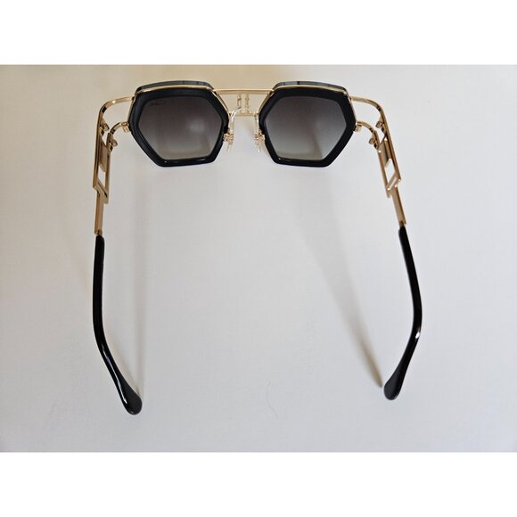 Cazal Legends 677 001 Sunglasses Men's Black/Gold/Grey Gradient Square Shape - Picture 8 of 13